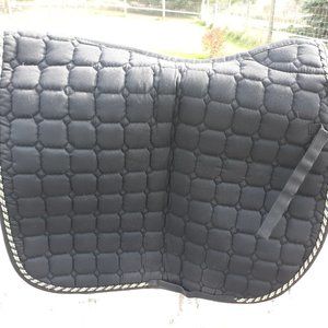 Smartpack Black Dressage Pad with Green, Pink and White Piping